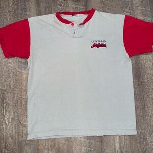 Cleveland Indians Men's Red and White Short Sleeve Tee